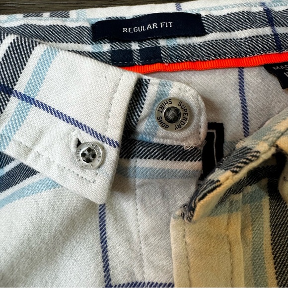 Superdry white collared button down plaid flannel shirt - Picture 4 of 12